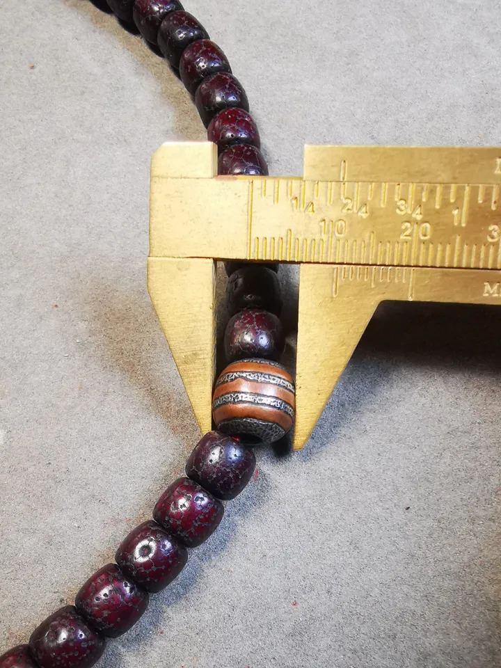 Gandhanra Handmade Antique 108 Lotus Beads Mala with Cold Iron Amulet Beads and Counters,Old Prayer Beads Necklace