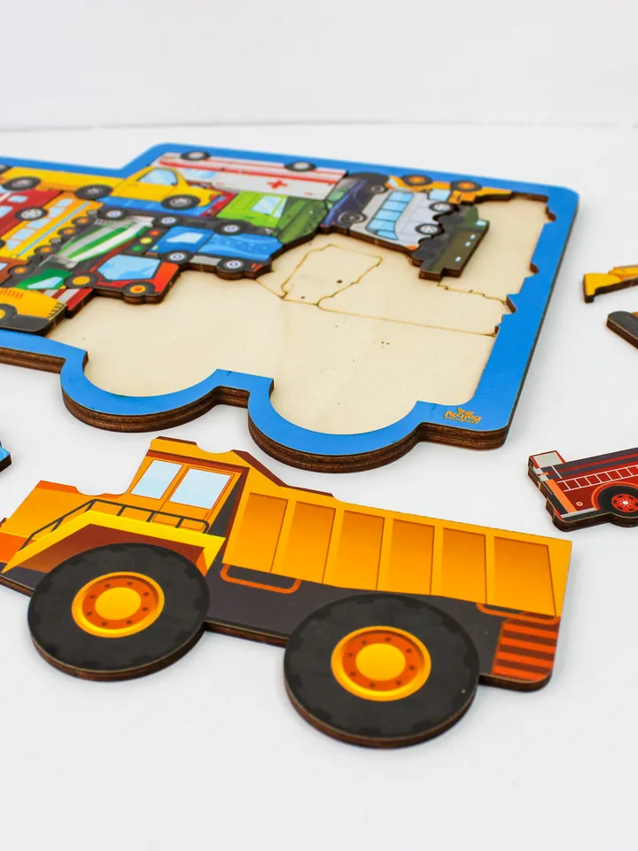 Puzzle board with transport, Wooden Montessori Toddler Toys Age 3 4 5 year