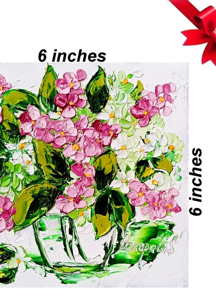 Lilac Painting Flower Original Art Impasto Oil Painting 6x6 painting Floral Small Painting by ArtProkopaloSv