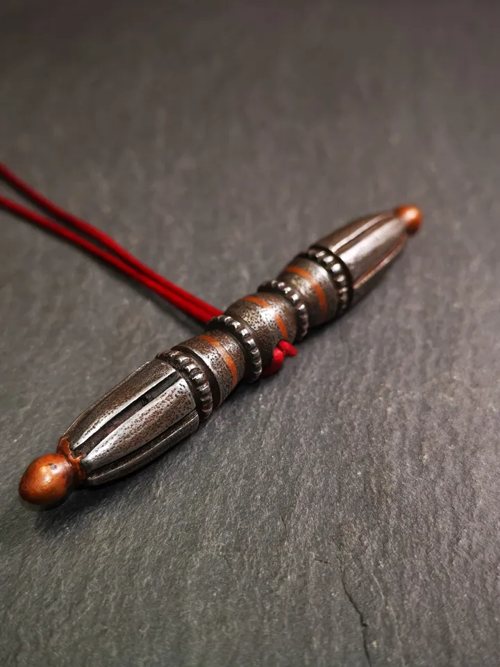 Gandhanra Vintage Tibetan Ritual Implement - Nine-Pronged Vajra Dorje - Made of Cold Iron - 30 Years