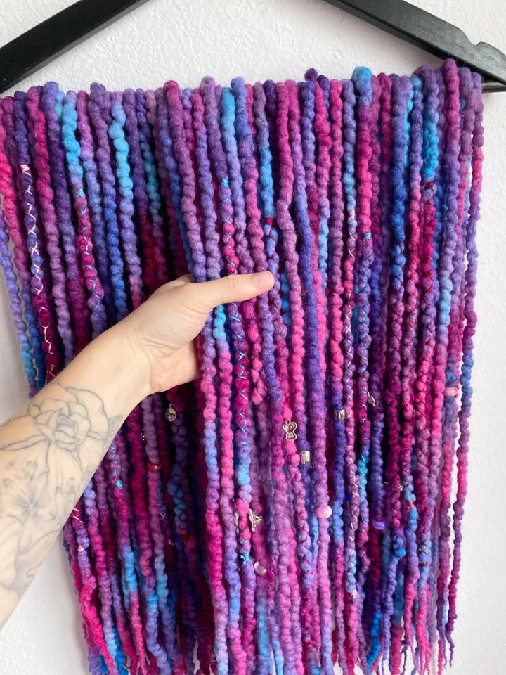 Purple blue pink Wool Double Ended dreads π Ready to Ship