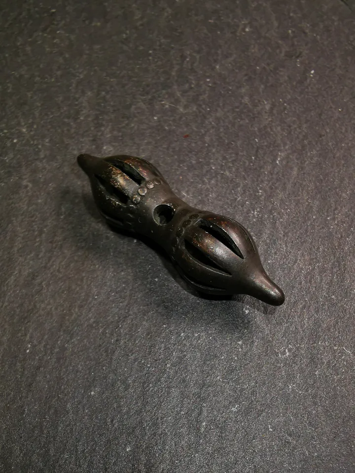 Gandhanra Vintage Nine-pronged Vajra Dorje Amulet,Tibetan Buddhism (Vajrayana) Ritual Implement,Made of Cold Iron,30 Years Old