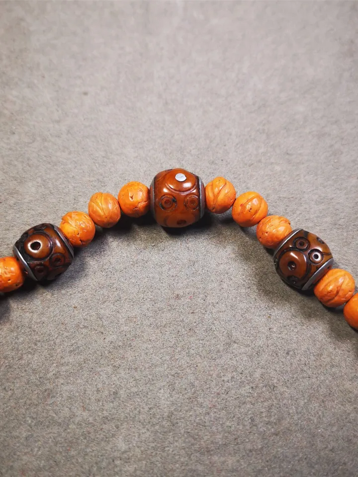 Gandhanra Tibetan Mala Spacer Beads Set,Bone Carved Marker Beads for Prayer Beads Necklace Accessories,Made of Yak Bone and Copper