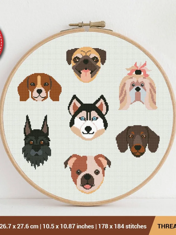 Dogs Cross stitch pattern | Embroidery Pattern | Instant Download | Embroidery Designs