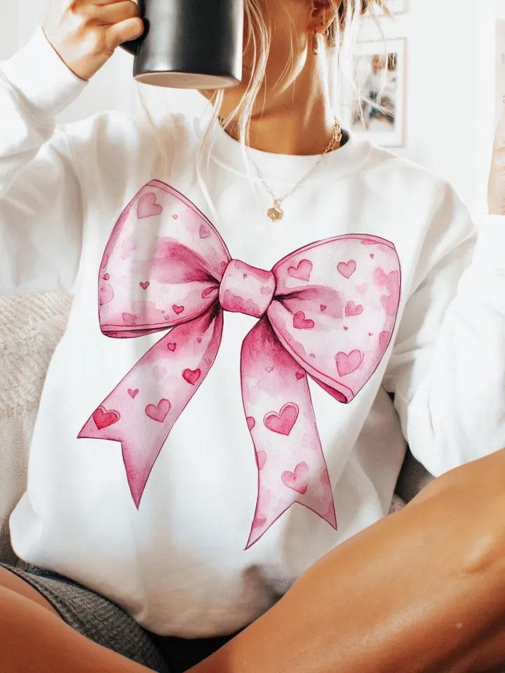 Valentine's day Heart Coquette bow Png, Retro Valentine Shirt Design, Valentine's Day Png, Valentine Love Png, valentine's day bow png