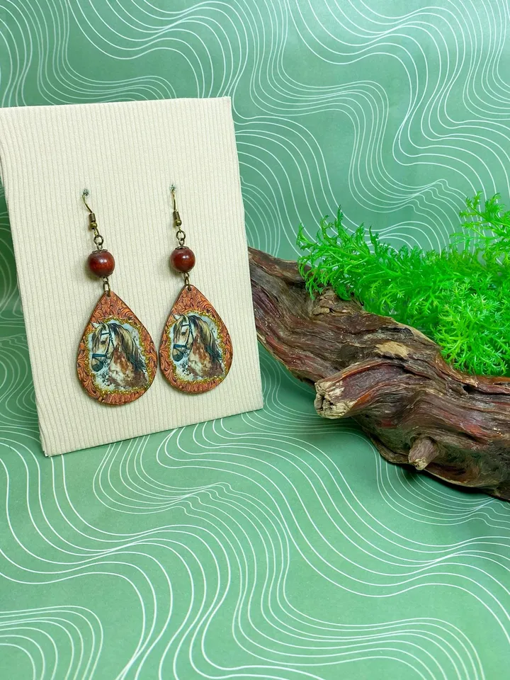 Earrings with print. Handmade jewelry.