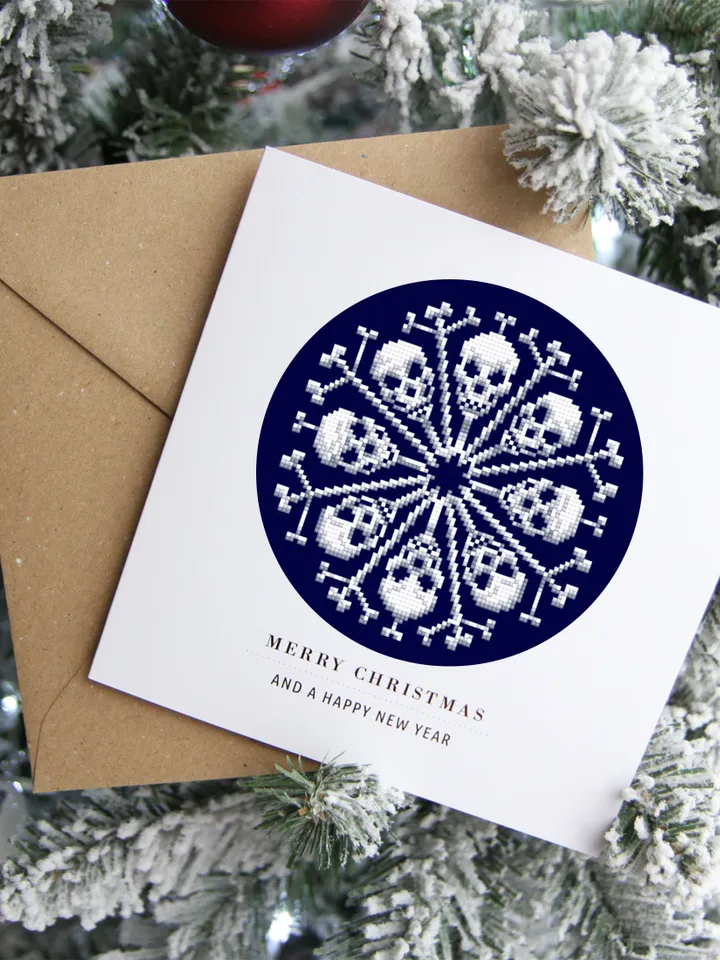 Skull snowflake cross stitch pattern download PDF Gothic Christmas cross stitch Small spooky embroidery, Gothic decor, Beginner stitch #N53
