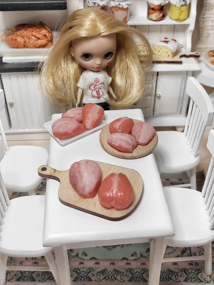 Realistic miniatures for doll houses - polymer clay poultry meat - meat board - miniature - food for dolls - mini food
