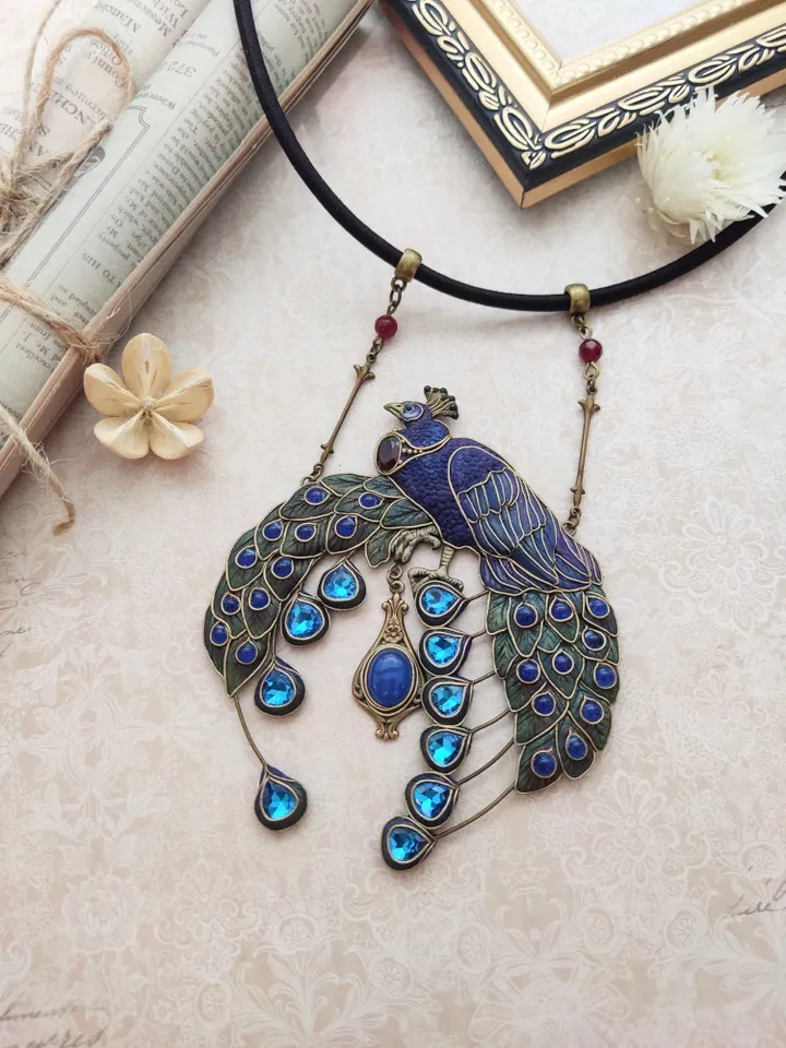Peacock necklace Art nouveau