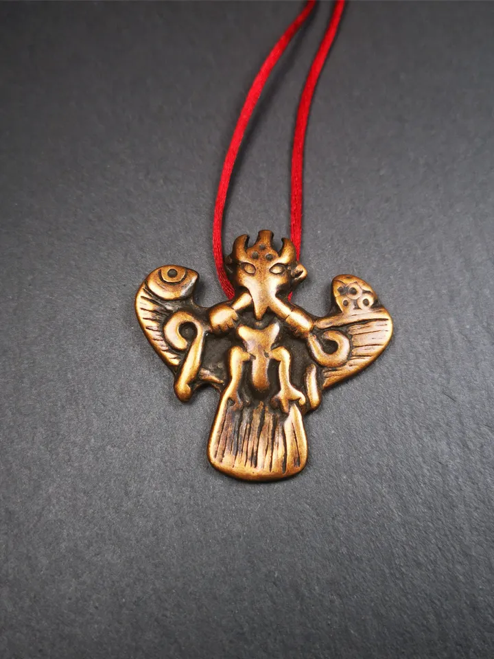 Gandhanra Antique Tibetan Buddhist Amulet Pendant - Garuda - The Golden-Winged Bird, Crafted from Brass,Size 1.57&quot; * 1.57&quot;
