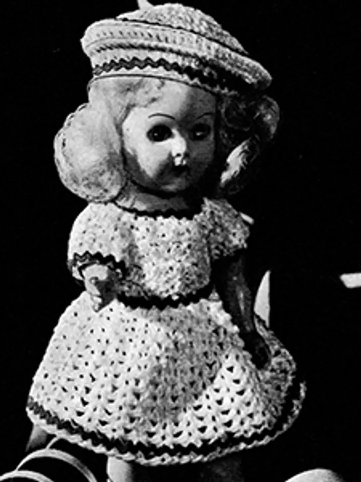 Vintage Crochet Pattern Dress for Doll Crocheted Doll Dress Panties and Hat Pattern Digital Download PDF