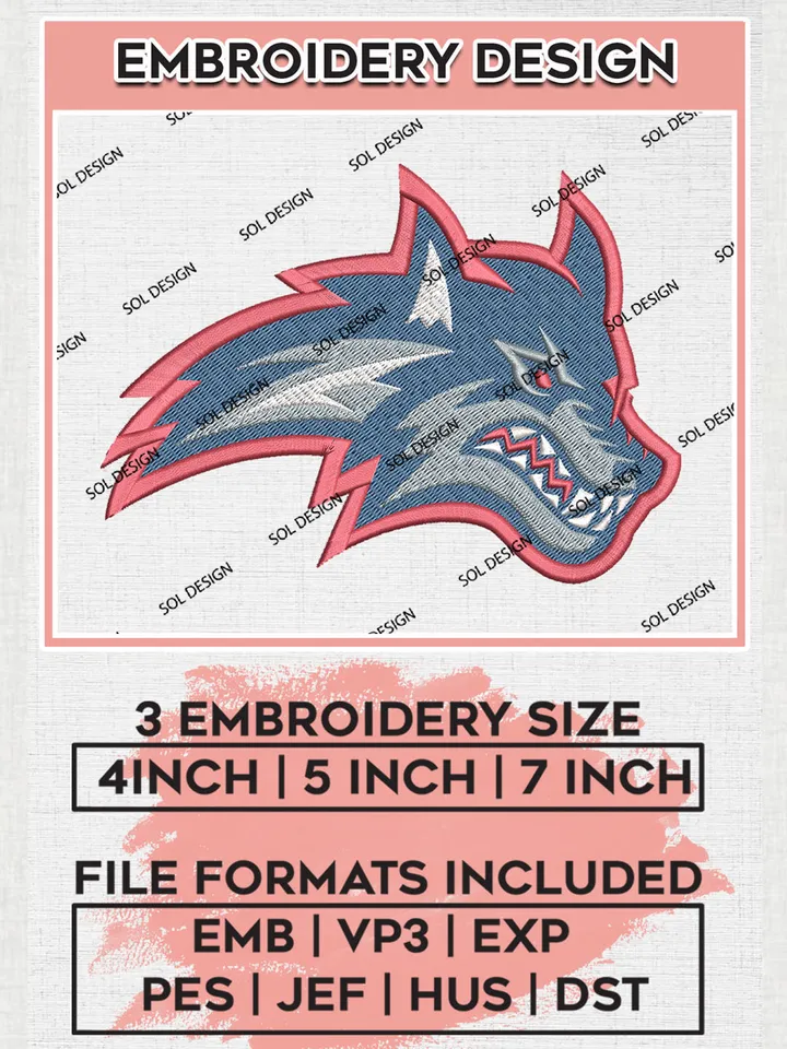 Stony Brook Seawolves Logo Machine Embroidery Design, NCAA Stony Brook Seawolves Embroidery Design Design files, NCAA Embroidery Designs, NCAA Machine Embroidery Designs, Digital Download