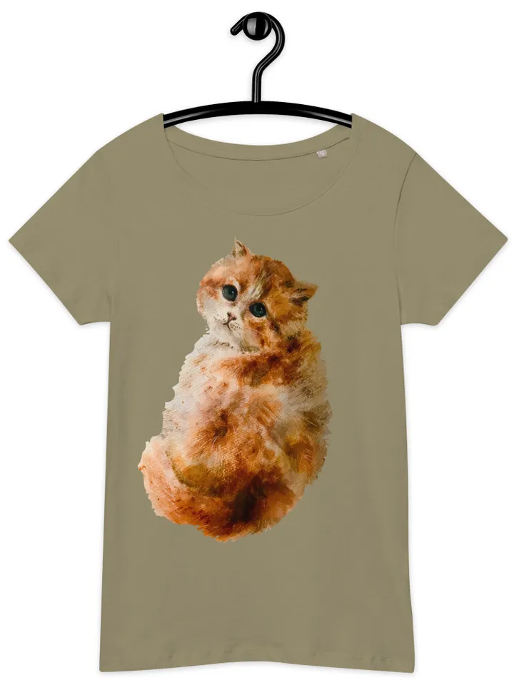 Ginger cat Women’s basic organic t-shirt made with my original design,animals t shirts,cat lovers gifts