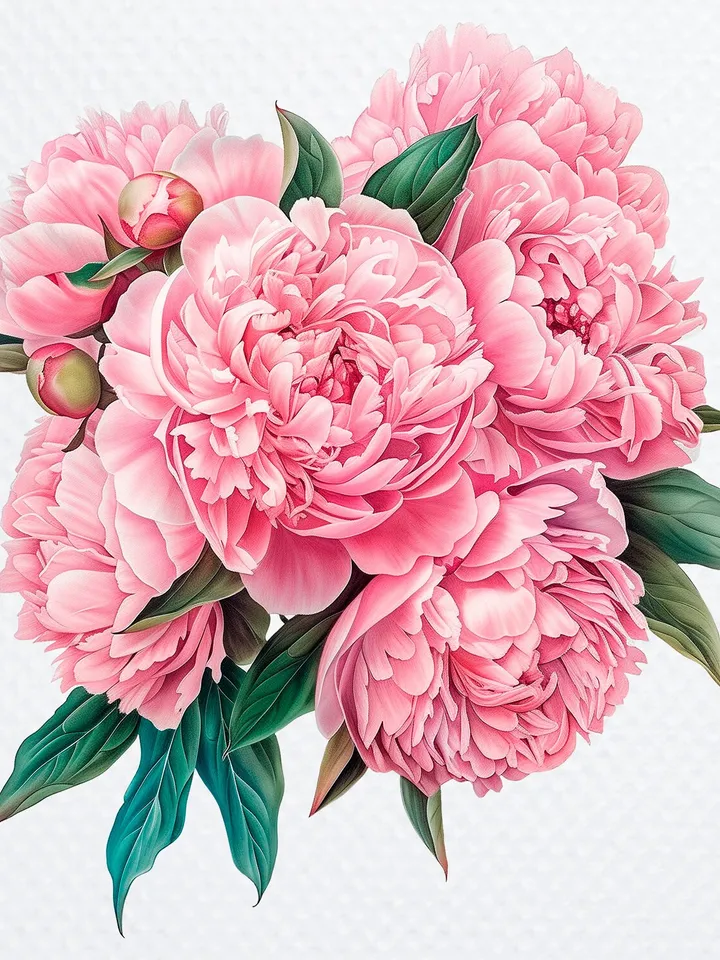 16 Peonies Bouquet PNG Clipart, Watercolor Peonies sublimation Print, Digital download, Peonies scrapbook images, Paper craft, junk journal