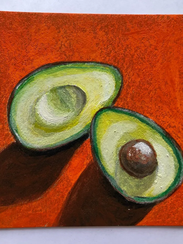 Original Acrylic Painting Avocado Still Life Mini Wall