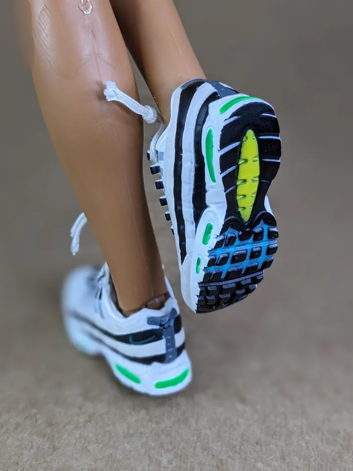 Premium white & blue sneakers for 12 inch male dolls