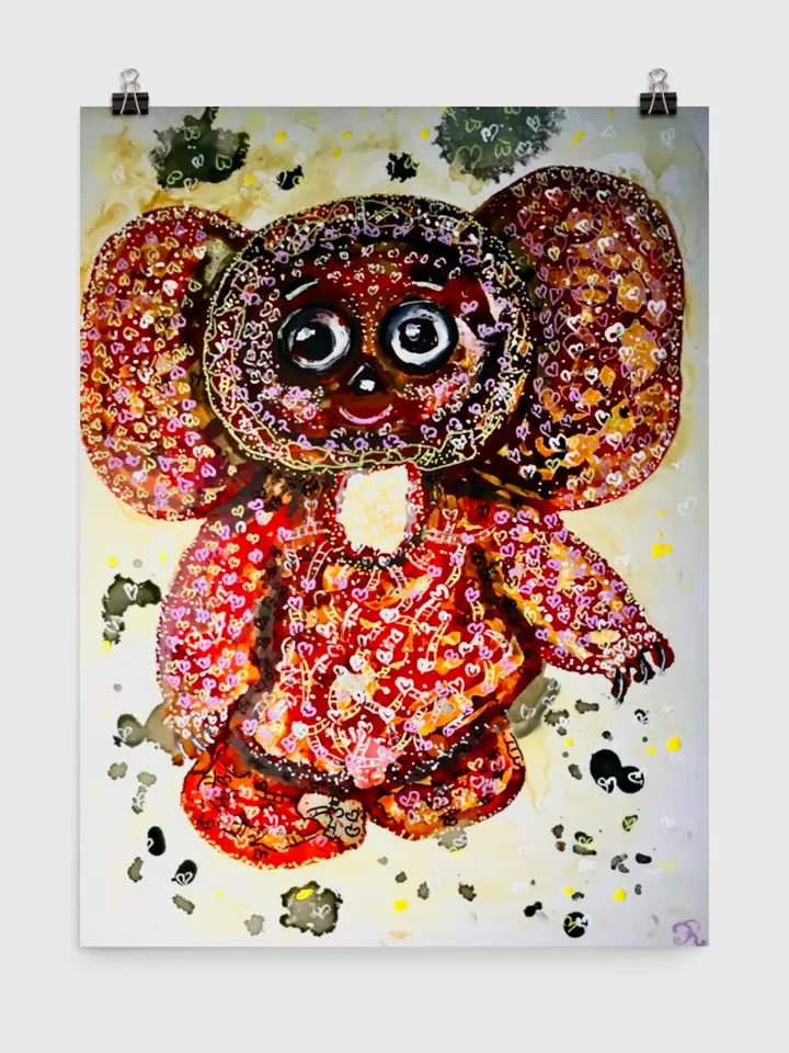 Cheburashka Toddler Short Sleeve Tee made with my original mix media painting,special kids gift,designer toddler wear,unique handmade shirt