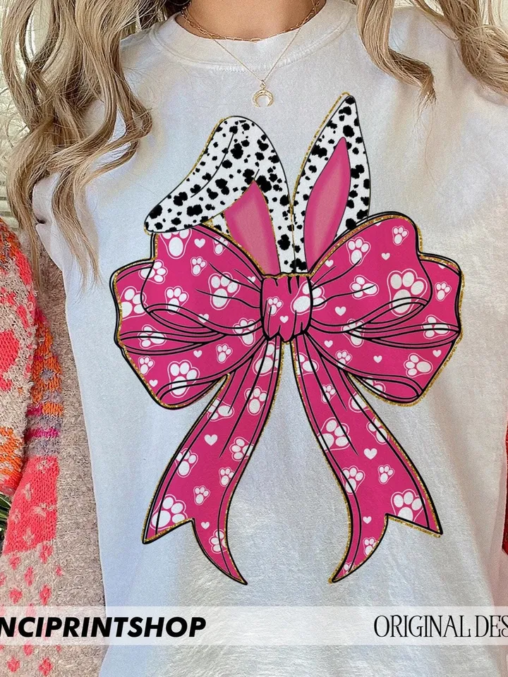 Glitter Easter Bunny Coquette PNG, Happy Easter png, Girls Easter png, Bunny Ears png, Jesus Easter, Easter Day png, Sublimation Design