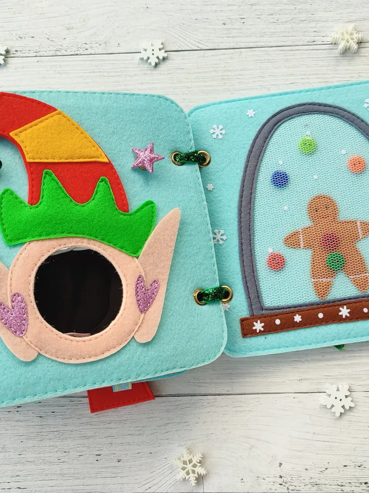 Christmas Quiet Book pattern PDF toddler, Santa's Felt book svg, Baby activity book pdf, Sensory book kids, felt sewing pattern baby