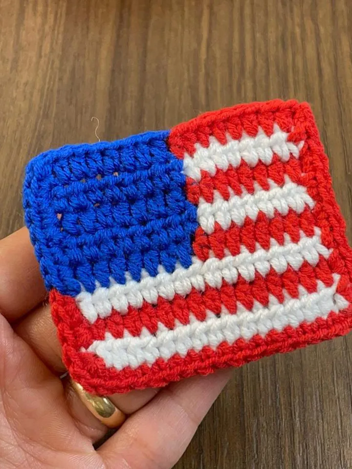 American Flag Crochet Pattern, USA Flag Applique PDF, Patriotic Crochet Square, DIY Independence Day Decor, Handmade 4th of July Craft