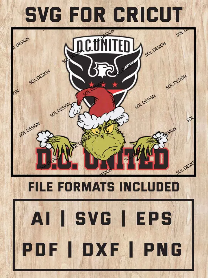 Grinch D.C. United SVG, MLS SVG Design, MLS D.C. United Logo SVG, MLS DC United Cricut, Christmas Svg, Grinch svg, Digital Download