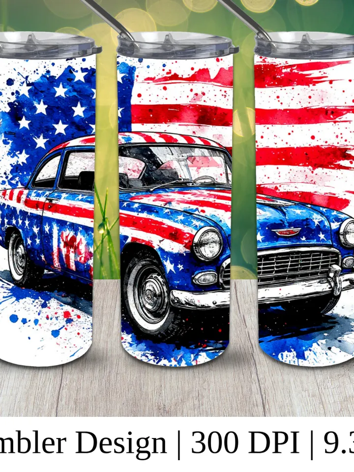 Vintage American Car Tumbler Wrap
