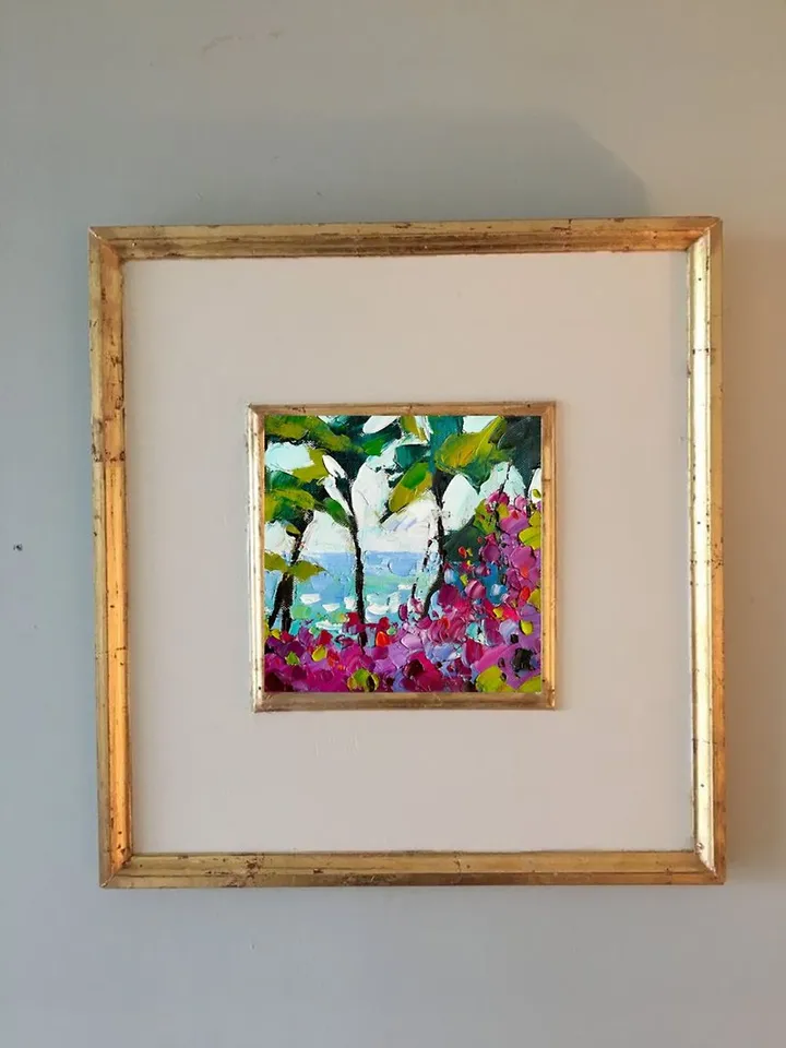 Bali Painting Original Art Seascape Art Impasto Oil Painting Palm Artwork