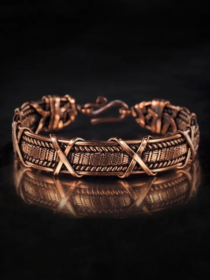 Copper wire wrapped bracelet for woman 7th Anniversary gift Small size bracelet