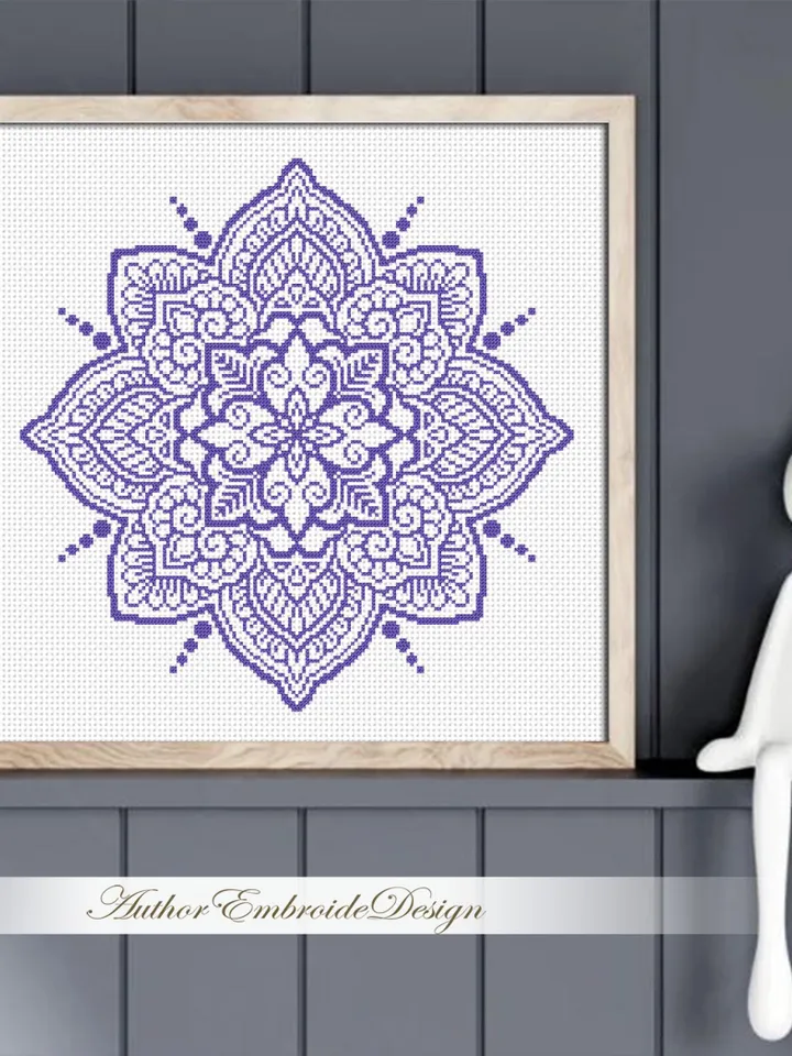 Mandala cross stitch pattern PDF download Mandala ornament cross stitch chart, Flower mandala pattern digital PDF, Mandala embroidery #M274