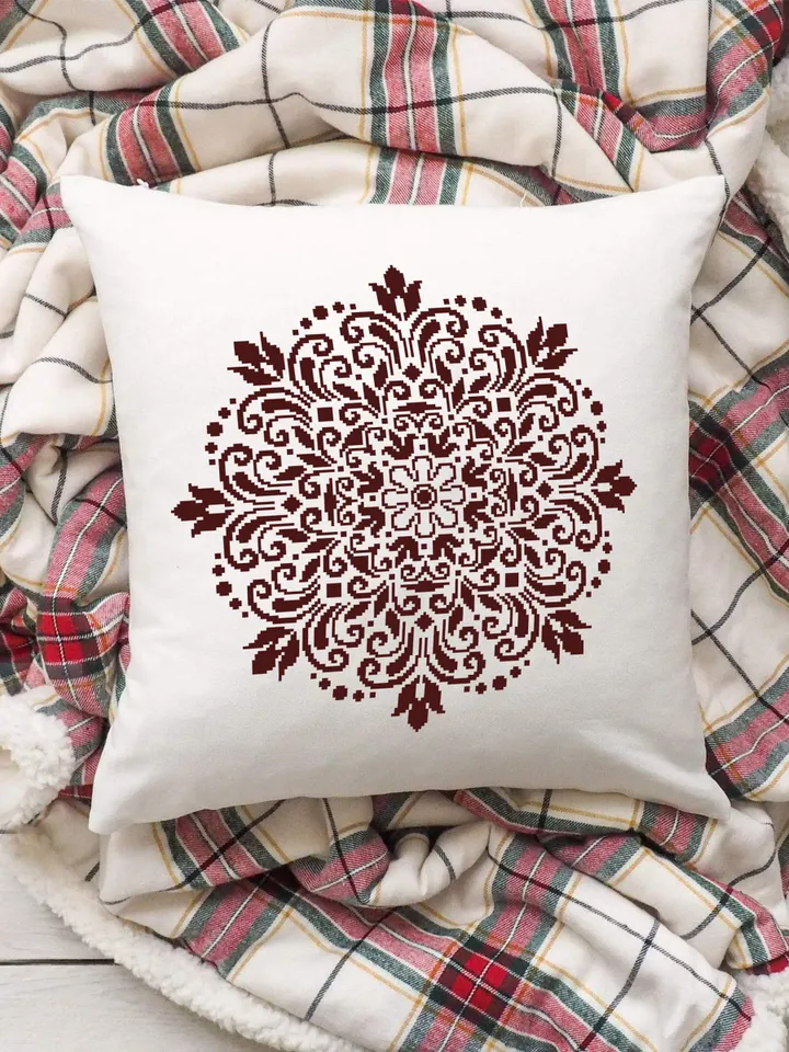 Flower mandala cross stitch pattern download PDF Simple mandala digital Monochrome cross stitch Modern cross stitch chart Home decor #M160