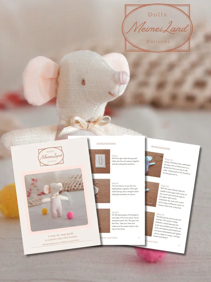 Mouse Baby Doll - Digital PDF pattern and Sewing Instructions