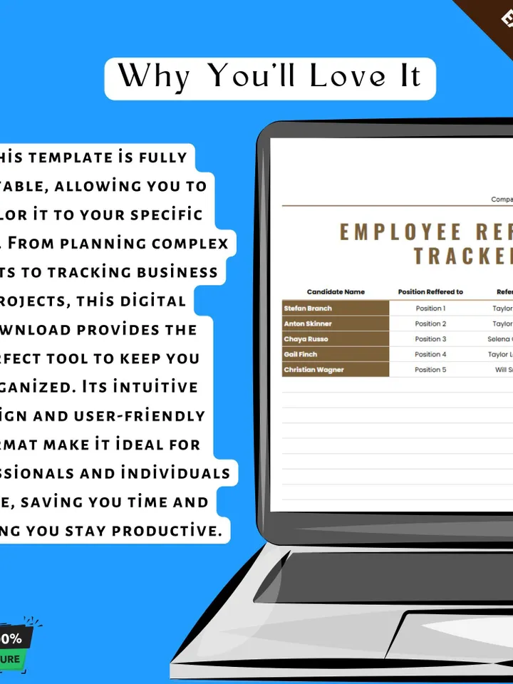 Employee Referral Tracker HR Template, Editable Google Sheets, Employee Referral Bonus Log, Recruitment Tracker