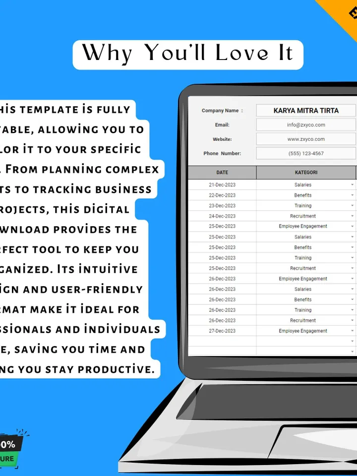 HR Budget Template, Editable Google Sheets, Easy-to-Use, Digital Download for HR Managers, Small Businesses, and Startups