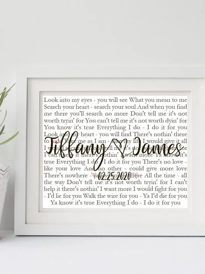 Custom Song Personalized Lyrics Couple Custom Wedding Anniversary Gift Wife Husband Parents Engagement Gift for Friend