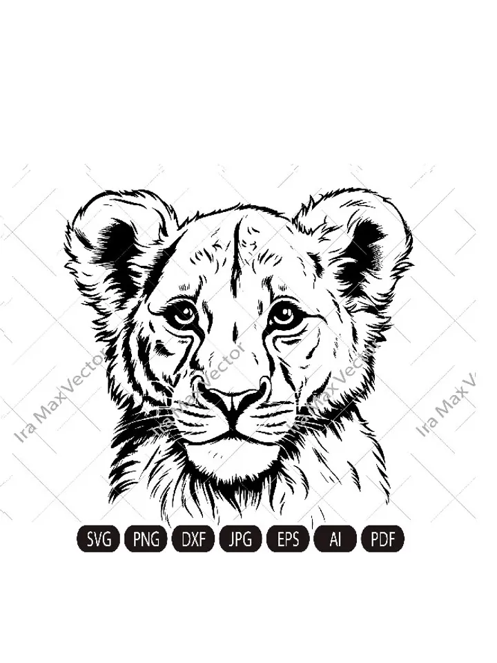 Baby Lion svg,Lion cub face svg, Nursery Decor, Safari African Animals, Lion Cub, Nursery Wall Art, Kids Printable Art