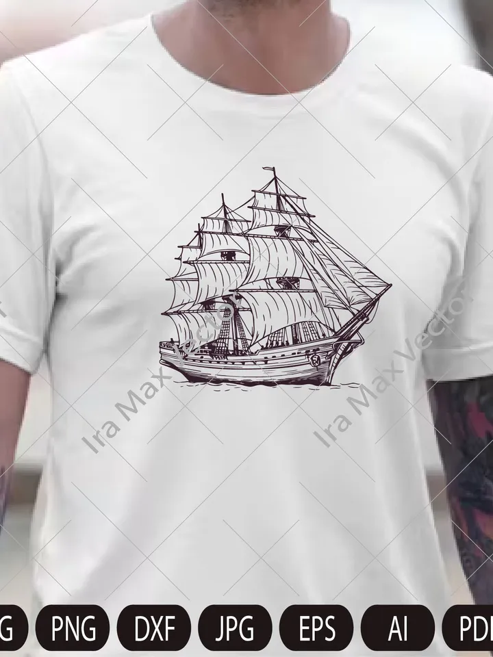 Pirate Ship Svg, Ship Svg, Sail boat Svg, Pirate Ship Clipart, Pirate Ship Cricut, Sea Ship Svg, Pirate Ship Shirt, Pirate Png