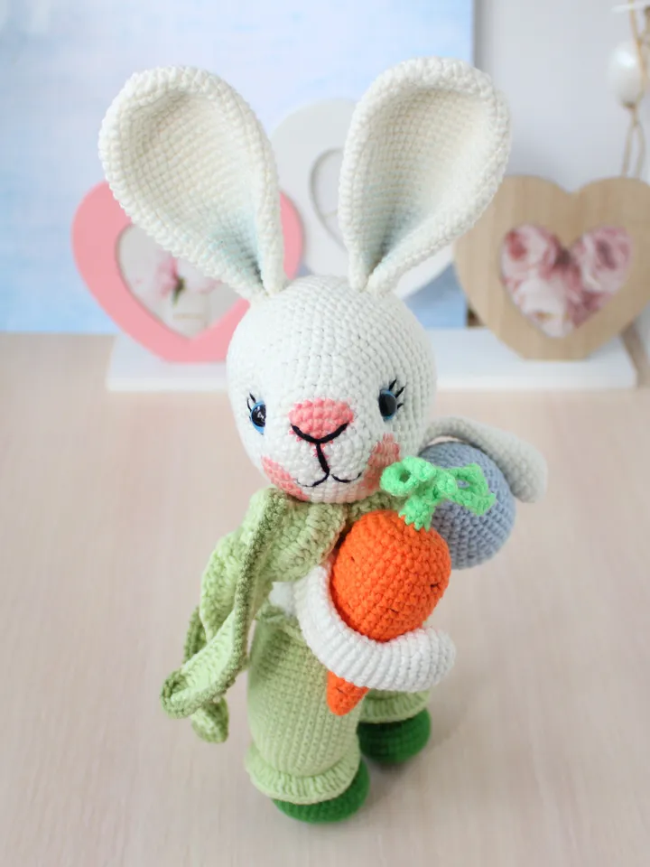 Easter bunny crochet pattern PDF in English Rabbit toy amigurumi Hare carrot egg