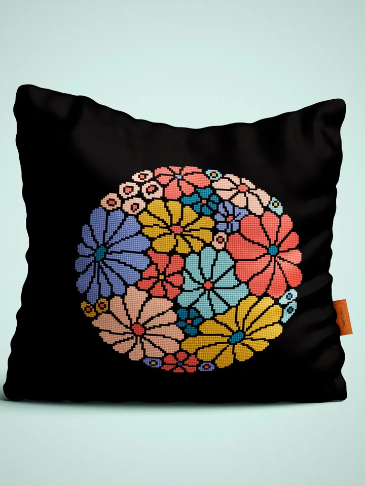 Abstract flowers cross stitch pattern PDF download Boho floral cross stitch chart, Flower pattern digital PDF, Beginner cross stitch #P46