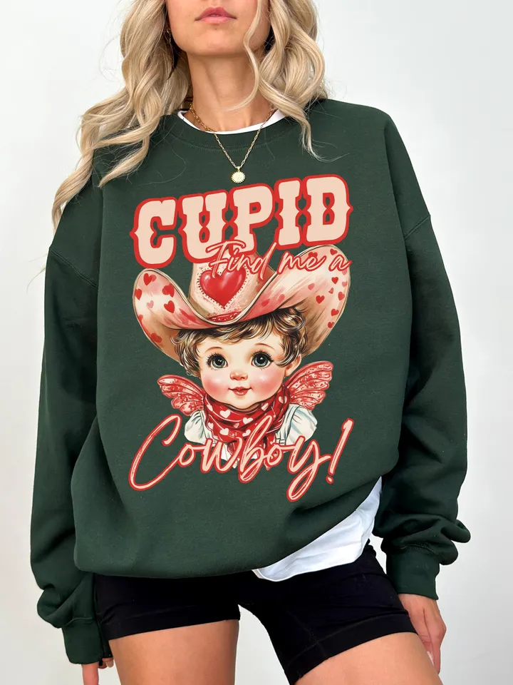 Cupid Find Me a Cowboy PNG, Western Valentines png, Valentines Cowboy png, Valentines png, Vintage Cowboy png, Cowgirl png, Western png