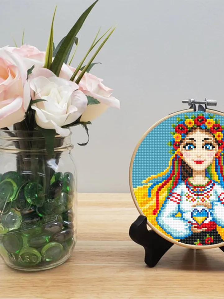 Ukrainian woman cross stitch pattern PDF Small ukrainian girl cross stitch Ukraine digital download Simple xstitch chart beginners #V15