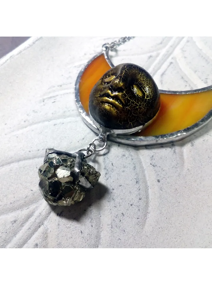 Moon crescent necklace, Moon Goddess. witchy aesthetic, blood moon necklace, lilith, soldered crescent, Halloween moon