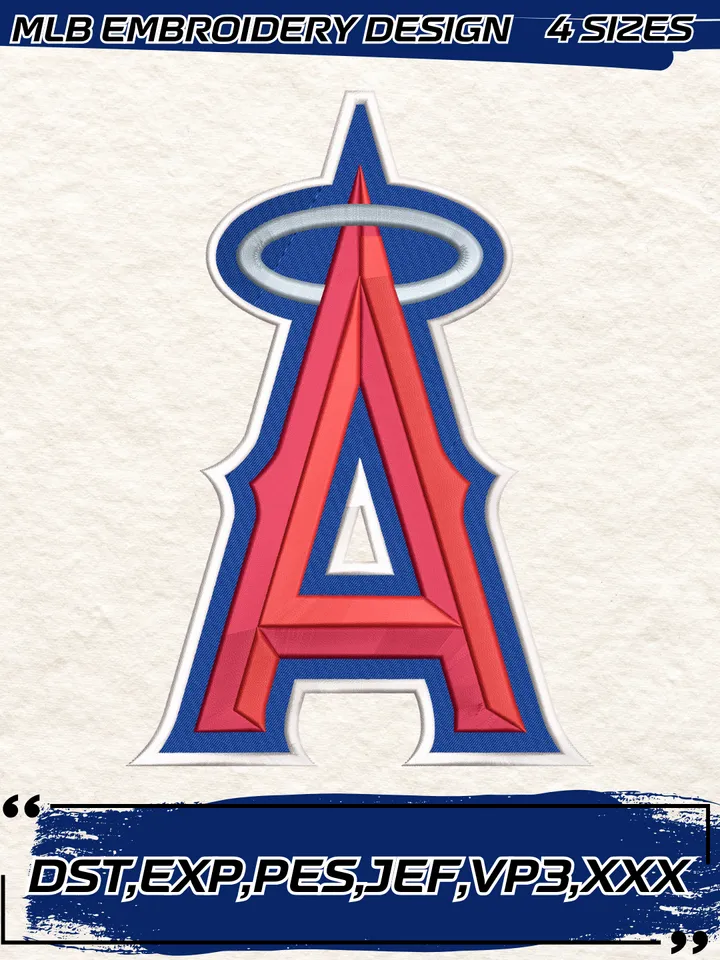 Los Angeles Angels Embroidery Design,MLB Embroidery Design,Machine Embroidery Design File,4 Sizes, Digital Download