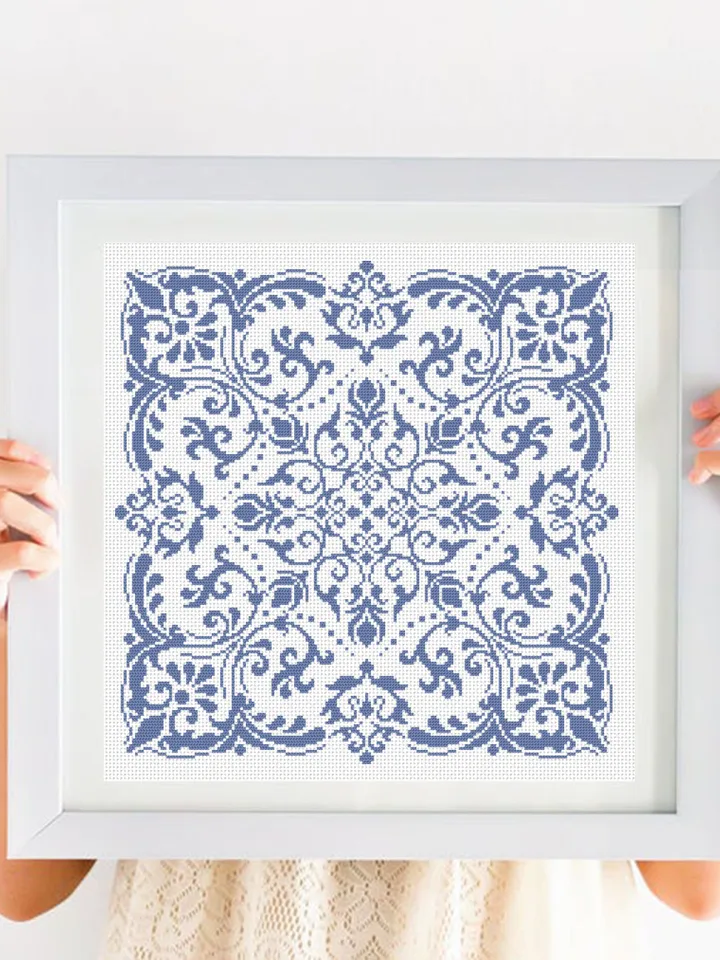 Vintage mandala cross stitch pattern PDF download Square ornament cross stitch chart, Victorian gothic mandala, Vintage pattern PDF #M206