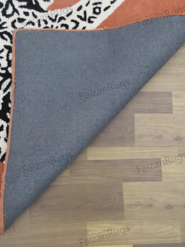 Rugs Hand Tufted Hand Woven with New Zealand Wool in All Regular Size 5x8, 6x9, 8x10, 9x12, Leopard Rugs | Animal Print Rugs | Rust Leopard.
