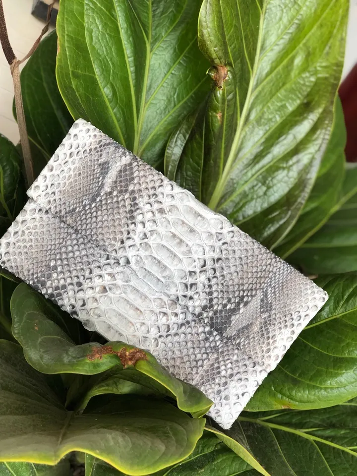 Clutch Genuine Python Skin Grey Clutch Uncolored | Small Evening Classy Elegant Snake Python Leather Clutch | Envelope Clutch Casual Python