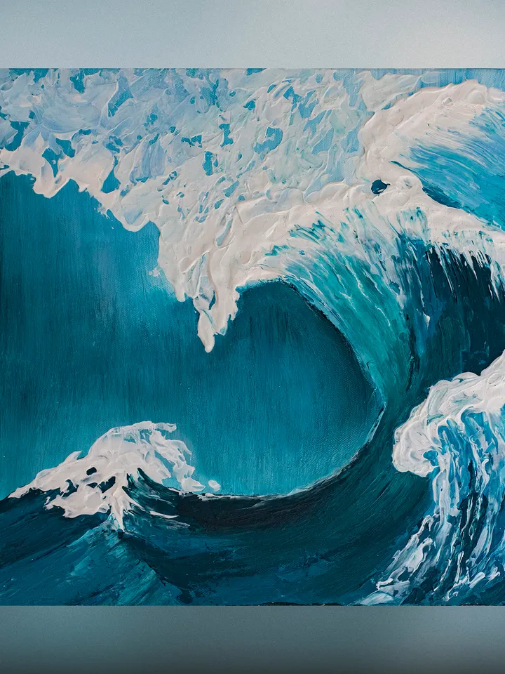 3D Abstract Wave Painting - Acrylic with Texture on Canvas - 50x50 cm | Handmade Artwork | Wave wall art