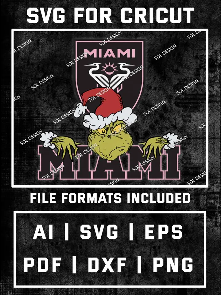 Grinch Inter Miami CF SVG, MLS SVG Design, MLS Inter Miami CF Logo SVG, MLS Miami Cricut, Christmas Svg, Grinch svg, Digital Download