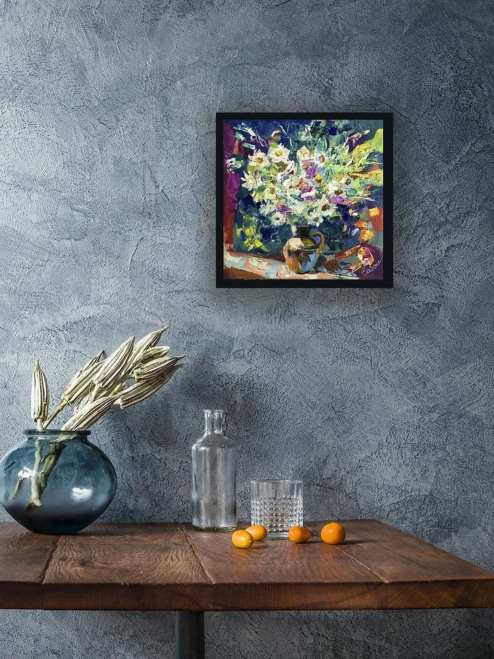 Daisy Painting Flower Original Art Bouquet Artwork Impasto Floral Impressionism