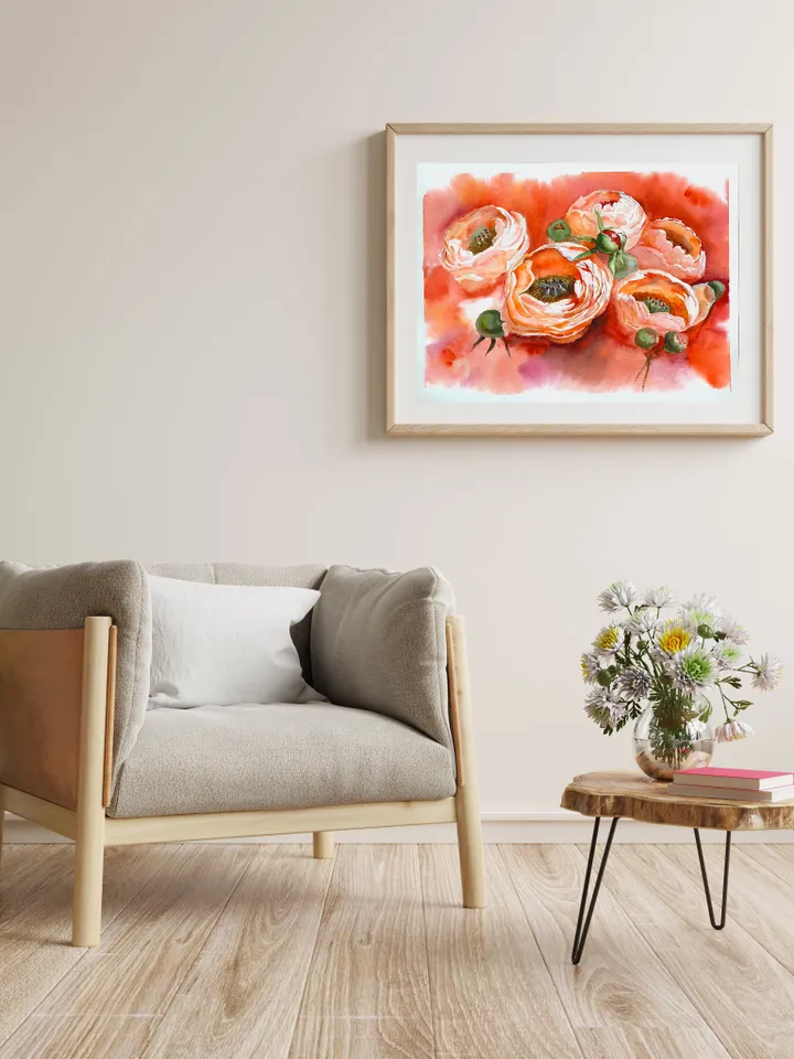 Peony, Peonies, Peony flowers, Peony painting, Flower line drawing, floral art, Original watercolor, natural watercolor, Flower illustration