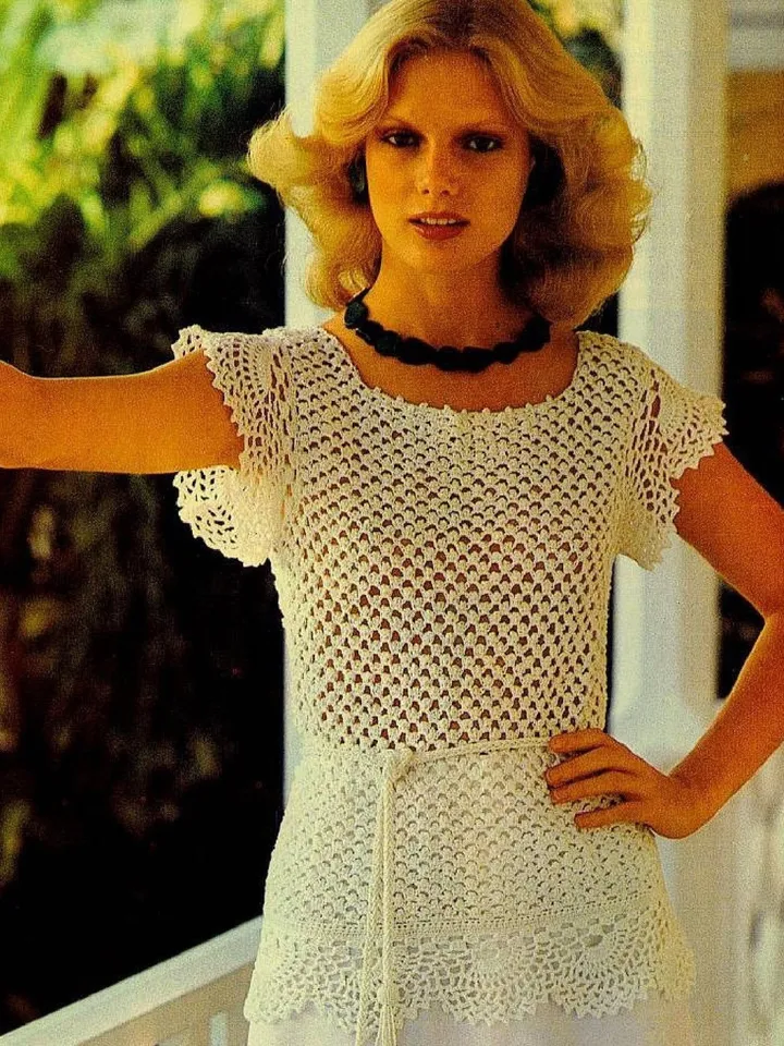 Vintage Crochet Pattern Irish Crochet Blouse Digital Download PDF